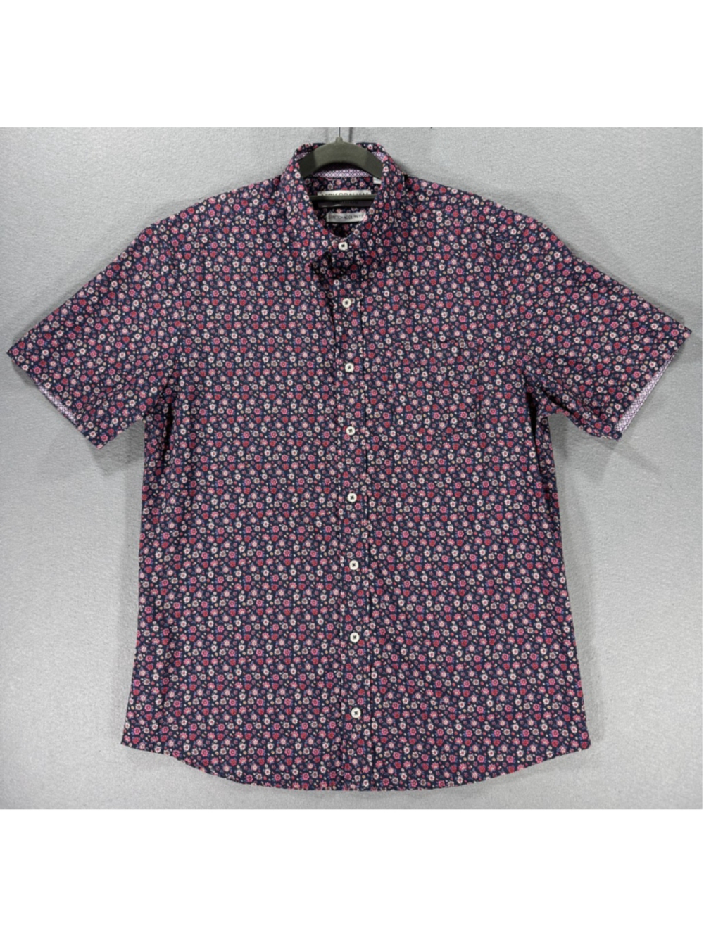 Nick Graham Everywhere Shirt Mens M Medium Navy Blue Floral Performance Stretch